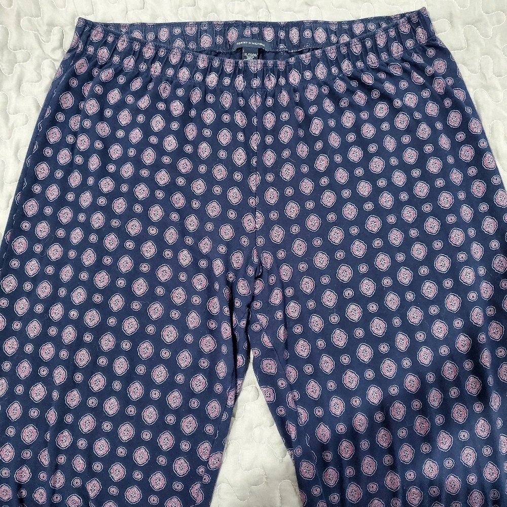 Tommy Hilfiger Women's Sleepwear Pants Floral Blue Elastic Waist Size XL
